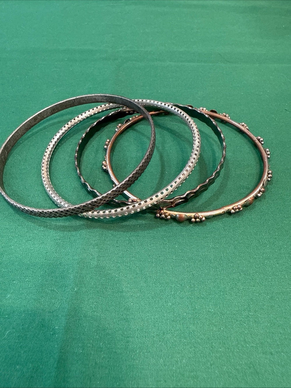 Mixed Metal Textured Bangle Bracelet Set - Women Jewelry 97 D